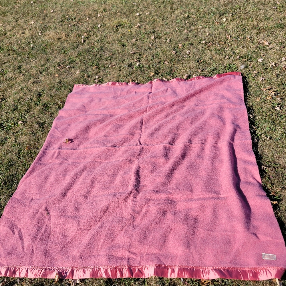Vintage antique all wool blanket Eaton canada Avonmore twin full pink GORGEOUS t